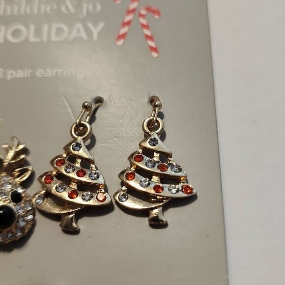 Hildie & jo Holiday Set of 3 Pairs of Earrings Goldstone NWT - Picture 3 of 7